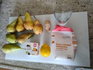 Ingrediënten peren gember confituur